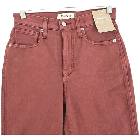 Madewell ~Woman Size 25~ Brown/Red Stovepipe Jeans Full-Length High Rise NWT. - Picture 6 of 16